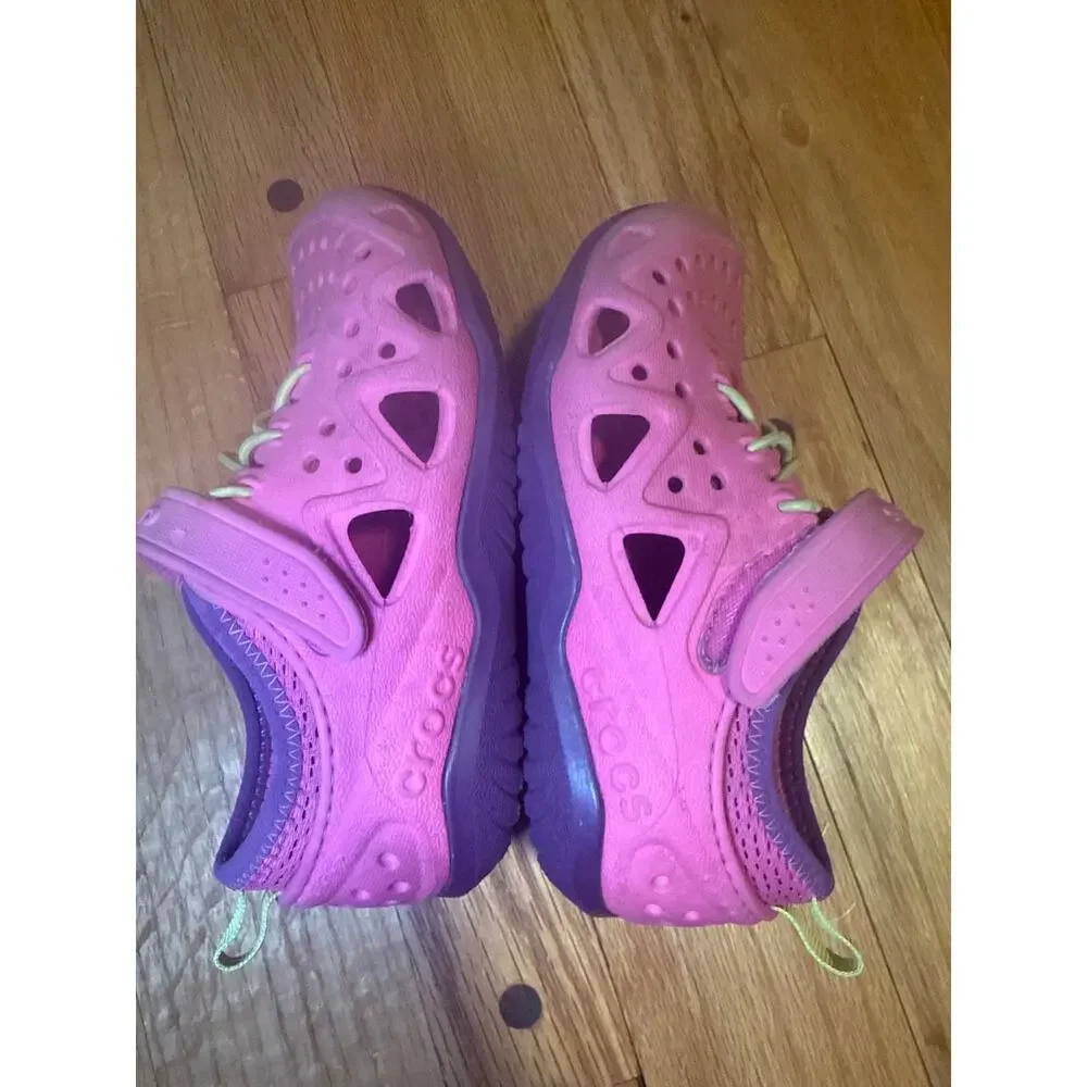 Crocs Swiftwater Play Shoes Pink/Lime/Yellow Kids Sz C12